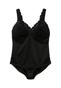 Атласное боди без косточек с кружевом Sheego, черный