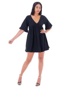 Женское платье ANNIE с двойным V-образным вырезом и широкими рукавами Dai Moda, Black