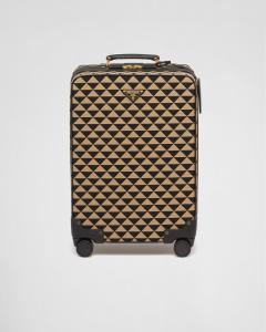 Дорожная сумка Prada Symbole из вышитой ткани Prada, черный/бежевый