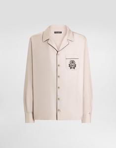 Шелковая рубашка с вышивкой DOLCE & GABBANA, бежевый