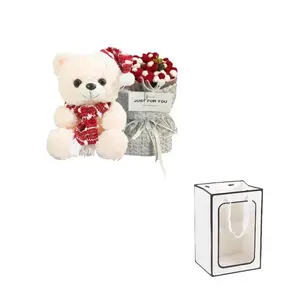 Винтажный шарф с милым дизайном медвежонка и куклы плюшевая кукла высота 22см DUOAI, белый/красный