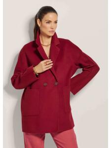 MADELEINE Элегантное шерстяное пальто с отложным воротником рубиново-красного цвета