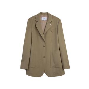 ELLE Деловой костюм женский Khaki с умеренным воротником