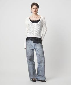 Кардиган с квадратным вырезом и перфорацией, 12 г Astraet, цвет White