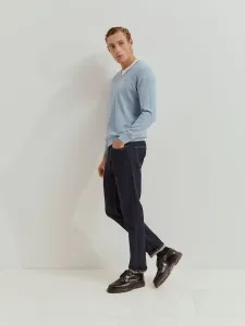 Мужской хлопковый джемпер с V-образным вырезом синего цвета Lion of Porches