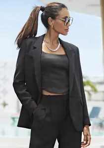 LASCANA длинный пиджак, с воротником с лацканами и разрезом сзади, женский пиджак, элегантный шик, черный