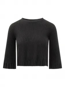Вязаный топ Ammi в рубчик с рукавами-колокол Loulou De Saison, черный
