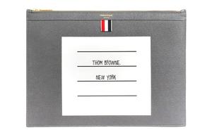 THOM BROWNE Женская папка для документов из телячьей кожи среднего размера темно-серого цвета
