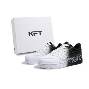 KFT Высокие устойчивые к истиранию легкие дышащие нескользящие низкие скейтбордские кроссовки унисекс черно-белый градиент, цвет Black White Gradient