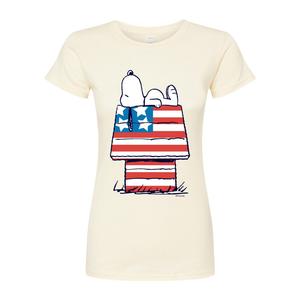 Детская облегающая футболка Peanuts Snoopy Flag House Licensed Character
