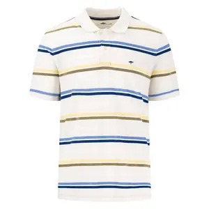 Поло с коротким рукавом Fynch Hatton Multi Striped Premium Cotton, белый