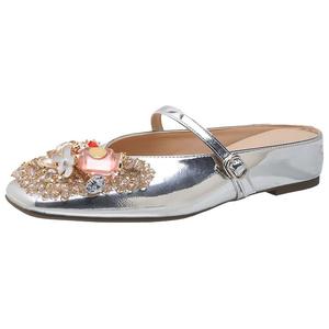 City camel Серебряные женские тапочки с закрытым носком и противоскользящей резиновой подошвой, цвет Silver