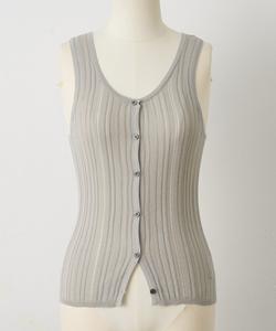 Прозрачная ребристая майка из хлопка и модала с иглопрокалыванием Colony 2139, цвет Light Gray