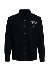 Рубашка с длинными рукавами и яркой вышивкой Ride Free Live Free на спине KING KEROSIN, черный