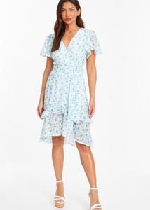 Шифоновое мини-платье с запахом и принтом Ditsy Quiz, белый