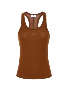 Майка с вышитым логотипом Elisabetta Franchi, коричневый