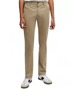 Мужские облегающие брюки-чиносы из хлопкового атласа стретч-хлопка Hugo Boss, коричневый