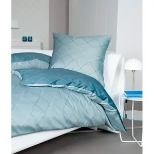 Двустороннее постельное белье Janine «J. Д. 87053", постельное белье из хлопка, постельное белье с ромбовидным узором, цвет steinblau/denimblau