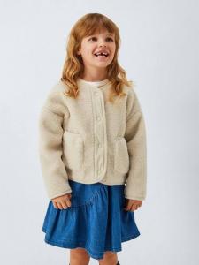 Детская куртка Popper Borg Fleece John Lewis, Cream