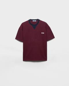 Оверсайз футболка из трикотажа в полоску Prada, амарант/синий