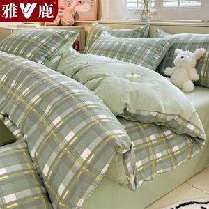 Yalu Пододеяльник 150х200 см из хлопка, комплект из 3 предметов, цвет Berman + Gray-Green, всесезонный, устойчивый к скатыванию