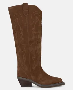 Женские сапоги с вышивкой и широким каблуком Alma en Pena, песочный