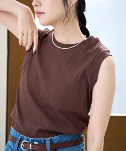 Топ без рукавов в рубчик случайного рисунка Coen, цвет Dk Brown