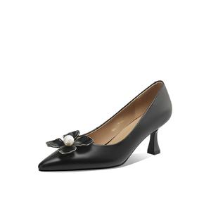 BOERDIQI Женские туфли на высоком каблуке черные/экрю с овчинной стелькой, цвет Black (Sheepskin Insole)