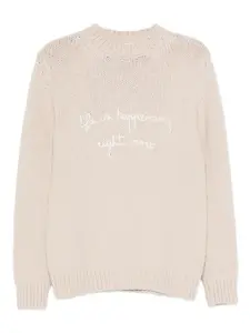 Свитер с вышитым логотипом Eleventy, бежевый