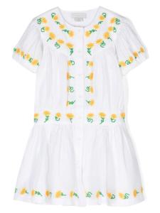 Stella McCartney Kids платье-рубашка с вышивкой Sunflower, белый