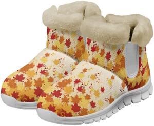 Зимние женские ботинки Jeiento на День благодарения, легкие, противоскользящие, для прогулок, с мягким теплым мехом, утепленные для улицы, Thanksgiving Fall Maple Leaf Music Note