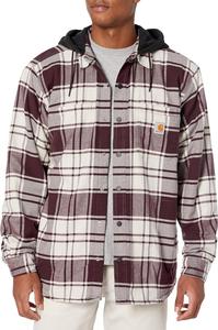 Carhartt мужская 105621 утепленная флисом рубашка с капюшоном в расслабленном крое Rugged Flex, Malt