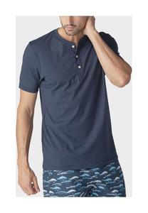 Футболка с горловиной, однотонная, мужская mey, цвет Yacht Blue