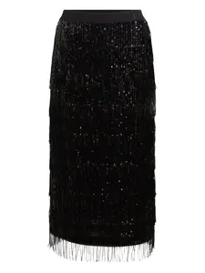 Юбка с пайетками и бахромой KARL LAGERFELD, черный