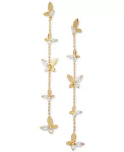 Линейные серьги-бабочки с золотистыми кристаллами Kate Spade New York, clear/gold