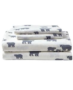 Комплект постельного белья из хлопковой фланели с принтом, 4 предмета, размер Queen Eddie Bauer, Bear Family