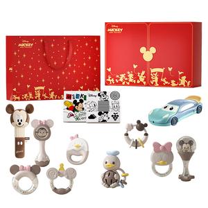 Подарочный набор для новорожденного с колокольчиком Disney, [music baby learning set]teethers 8-piece set+visual cards+rattles+baby learning machine