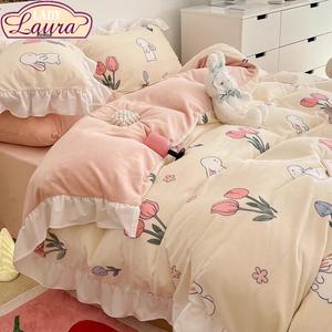 FUANNA Комплект постельного белья из 4 предметов, простыня на резинке, 150x200 см