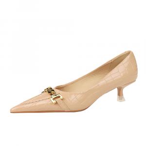 Женские туфли на высоком каблуке Абрикос/Черный/Белый BIGTREE, Абрикос + Сумка для покупок