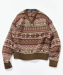 Винтажный вязаный пуловер с круглым вырезом в стиле Fair Isle