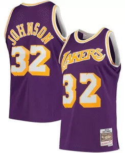 Мужская баскетбольная майка Magic Johnson Los Angeles Lakers 1984-85 Hardwood Classics Swingman в фиолетовом цвете Mitchell & Ness