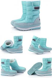 Женские зимние сапоги ZQW с термоизоляцией, подкладкой из искусственного меха, на липучке, водонепроницаемые, с массивной подошвой, для улицы и катания на лыжах, Blue