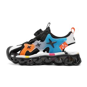 Детские сандалии с противоскользящей подошвой, амортизирующей подошвой и износостойкой подошвой с амортизацией отскока, дышащие ZIJIAN, черный/оранжевый