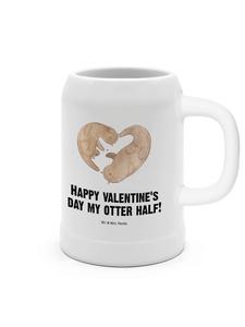 Пивная кружка Выдра Валентинка с надписью белого цвета Mr. & Mrs. Panda