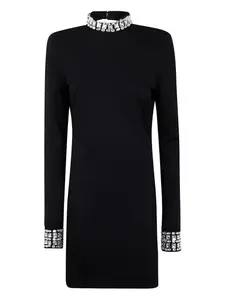 Платье с высоким воротом, украшенное стразами Blugirl, черный