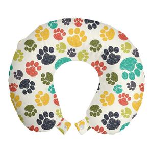 ABAKUHAUS Dog Lovers Travel Pillow Подушка для шеи, нарисованные вручную лапы, пенопластовые дорожные принадлежности для самолета и автомобиля, 30x30 см, разноцветные
