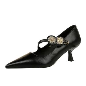 Туфли Мэри Джейн на тонком каблуке 6 см, женские YAFEI XUANYU, Black