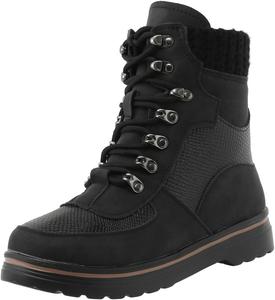 CsgrFagr Женская мода Однотонные короткие ботинки с вышивкой, высокие, с круглым носком, эластичной шнуровкой, ковбойские ботинки для женщин 11w (черный, 9)