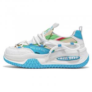 BAKE Мужские противоскользящие износостойкие массивные низкие кроссовки бело-синие, цвет White Blue