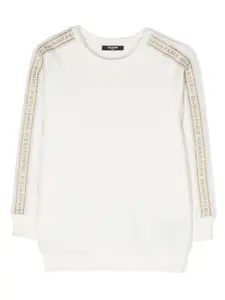 Толстовка с логотипом и блестками Balmain Kids, белый